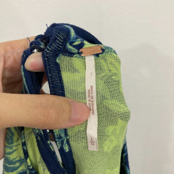 New Free People Boho Floral Keyhole Dinner Party Blouse Indigo Combo Large - Picture 3 of 12